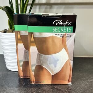 Vtg Playtex Secrets Lace Accents Tummy Control‎ Panties 2834 Almond Large 2 Pair
